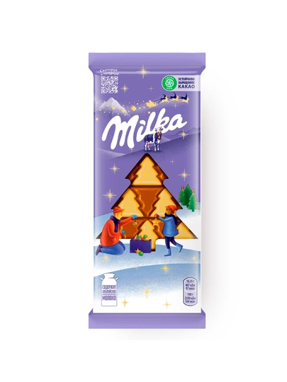MILKA с белым шоколадом в виде елочек 73гр — ШОК-MILKTREE
