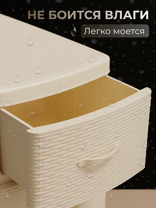 Комод пластиковый, 4 ящика, плетёная фактура, ротанг стиль, хранения одежды и аксессуаров
