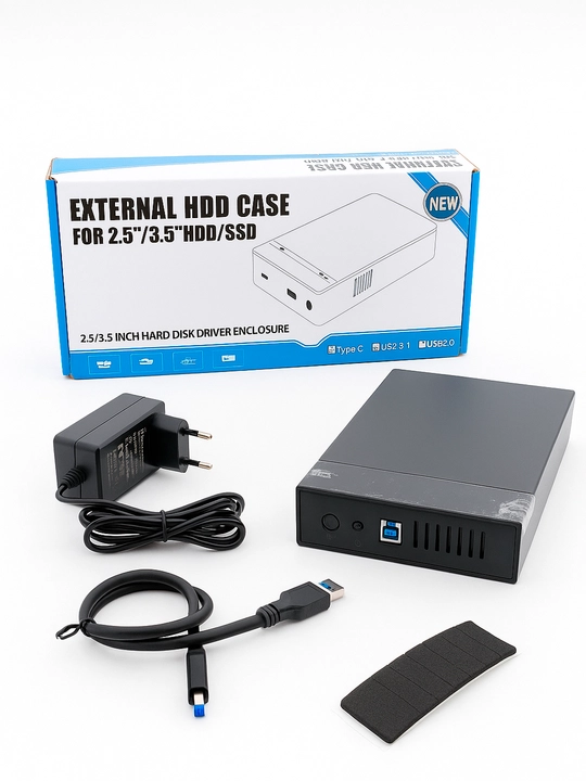 Tashqi korpus 3'5 SATA HDD disklar uchun USB 3.0 6Gb/s indikator va quvvat manbai bilan - 