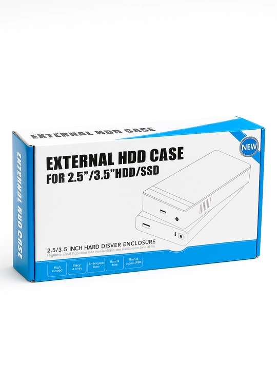 SSD HDD 3.5/2.5 SATA dan USB 3.0 qutisi tashqi disk karmon qutisi quvvat bloki bilan