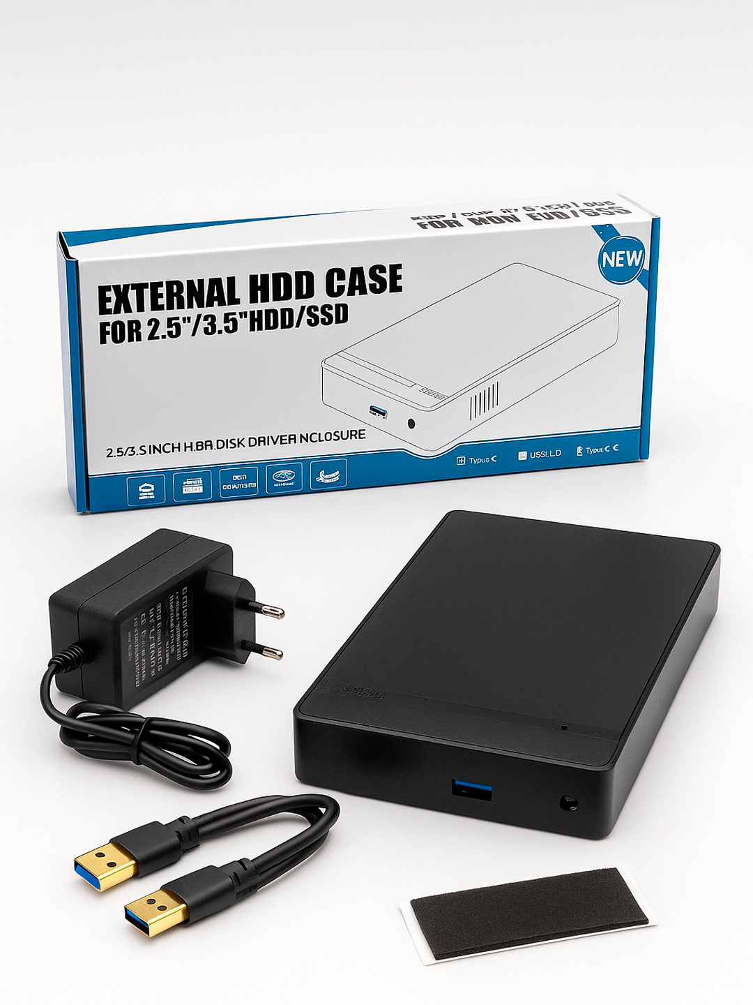 SSD HDD 3.5/2.5 SATA dan USB 3.0 qutisi tashqi disk karmon qutisi quvvat bloki bilan - 
