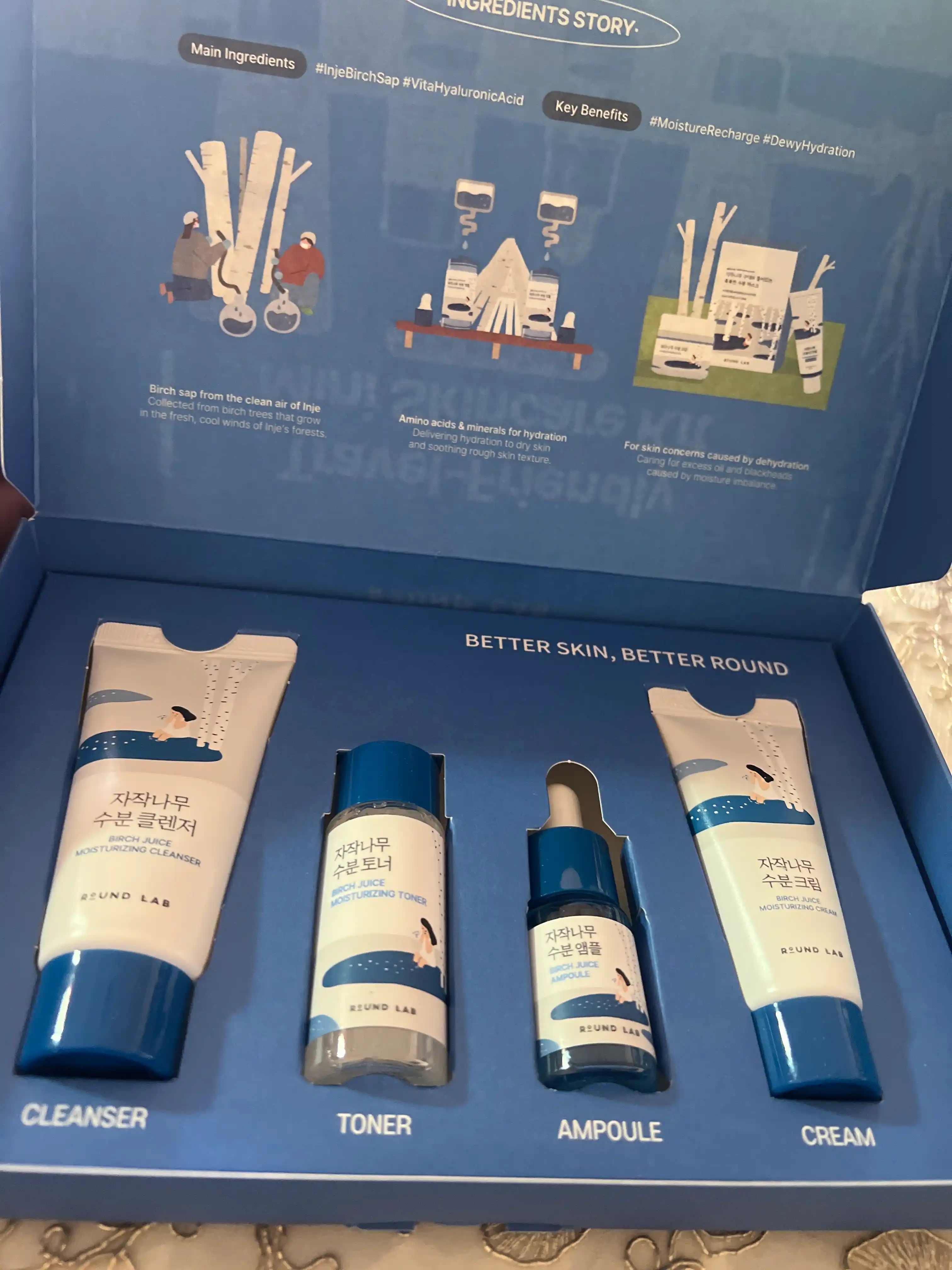 Набор миниатюр средств для лица с берёзовым соком Round Lab Birch Juice Trial Kit
