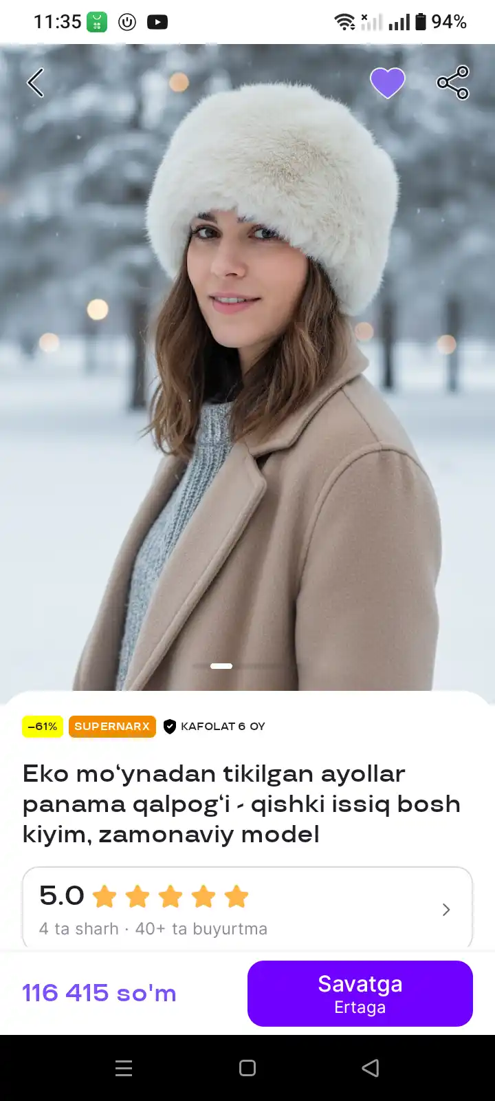Eko mo‘ynadan tikilgan ayollar panama qalpog‘i - qishki issiq bosh kiyim, zamonaviy model