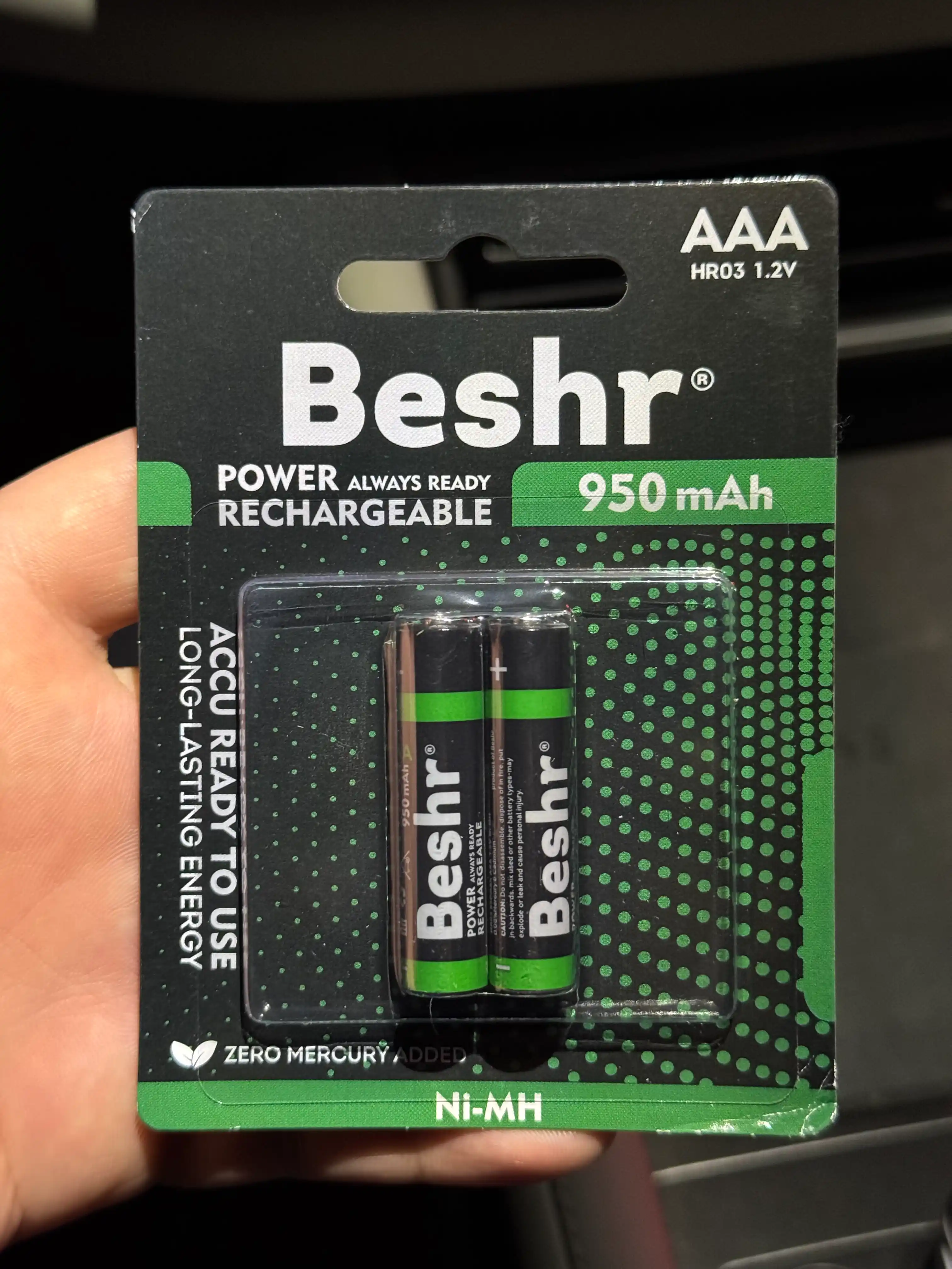 Аккумуляторные батарейки BESHR AAA, 2 шт, POWER ACCU RECHARGEABLE 950mAh, батарейка