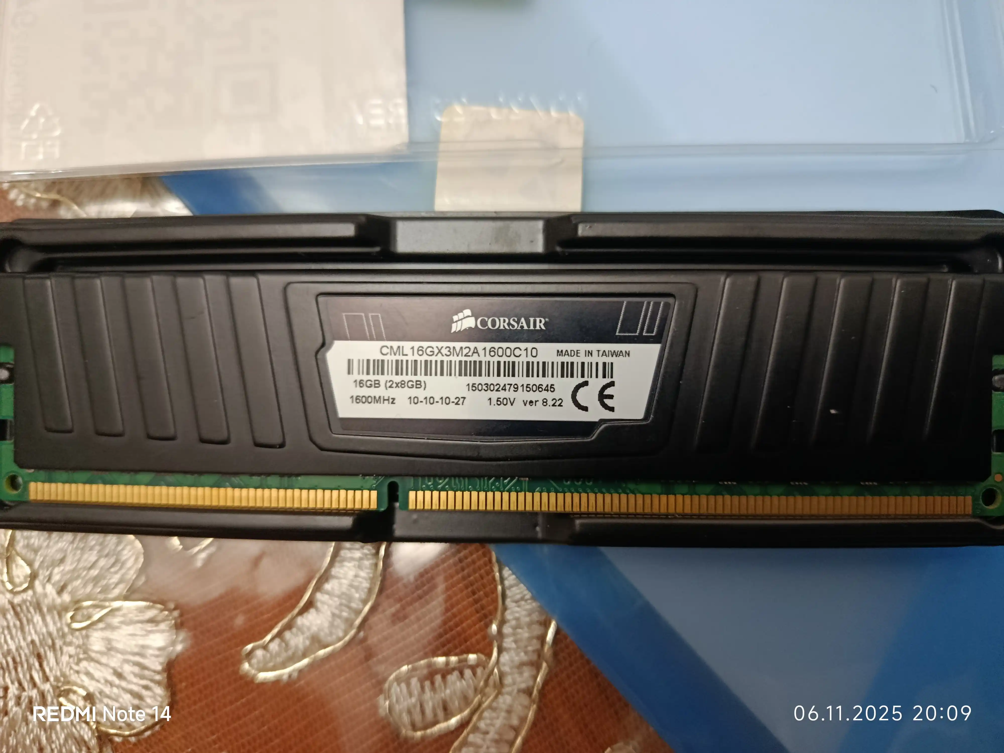 Operativ xotira Kingston OEM DIMM, DDR3, 1600 MGts, 8Gb, kompyuter uсhun, past profillik