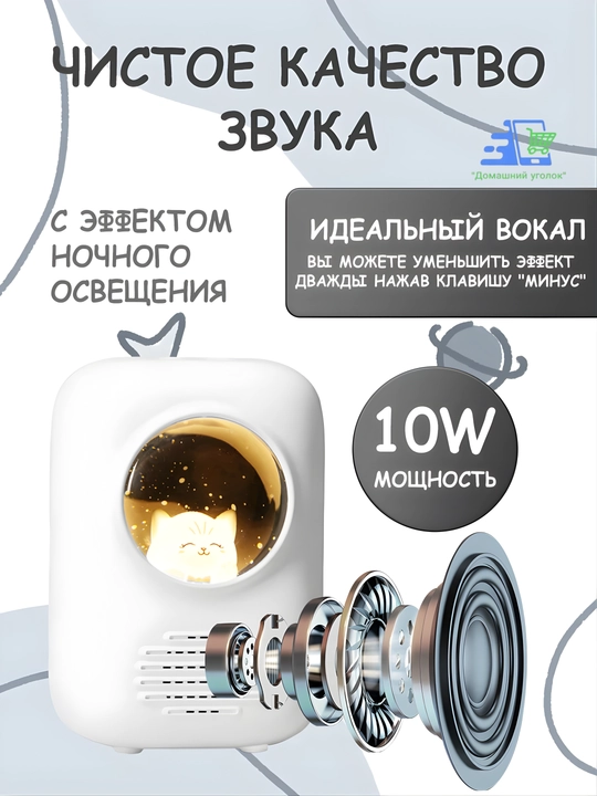 Мини-караоке “Карапуз” с Bluetooth 5.1 и ночником музыкальный подарок для детей