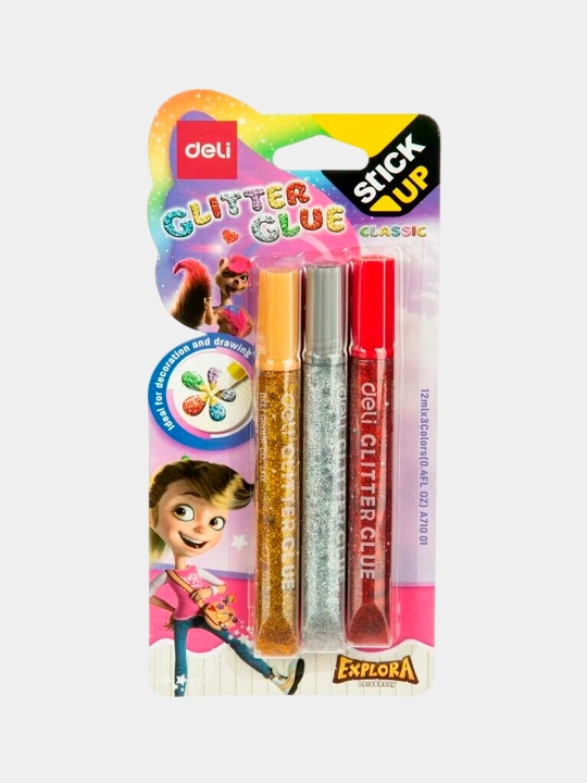 Клей классический глиттерный Deli (12мл.) EA71001 - 