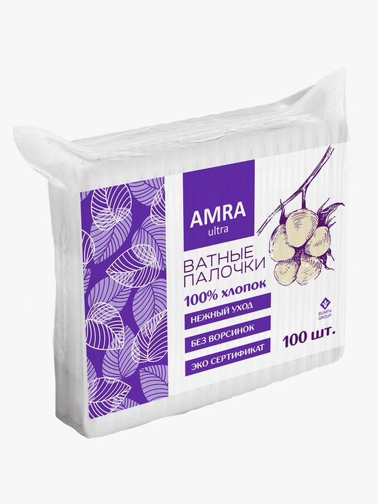 Ватные палочки AMRA (пакет), 100 шт - 