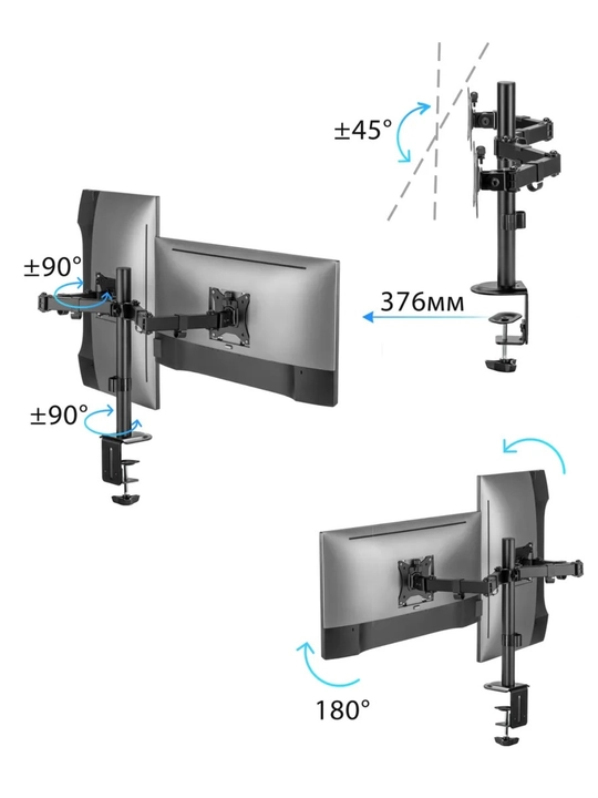 Кронштейн для двух мониторов, настольный, тип FL-dm001db, 13"-32"