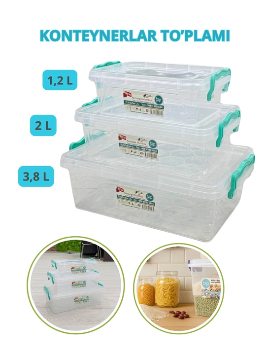 Набор контейнеров Mini Box, 1.2 л, 2 л, 3.8 л - 