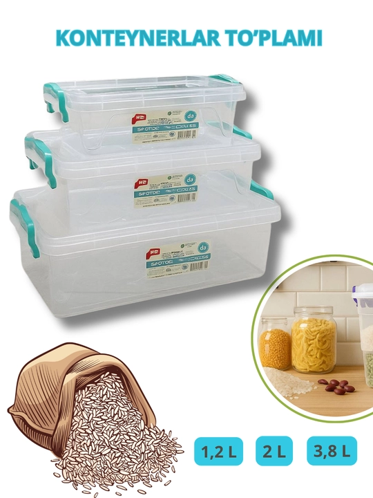Набор контейнеров Mini Box, 1.2 л, 2 л, 3.8 л