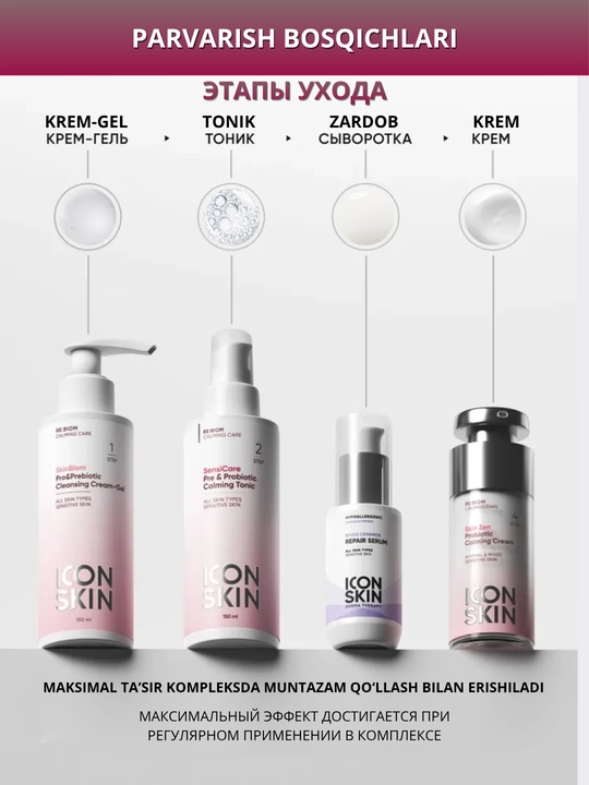 ICON SKIN Yuz uchun namlantiruvchi krem, sezgir teri uchun probiotiklar bilan, 30 ml