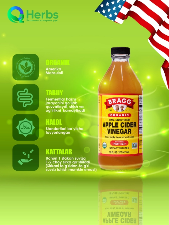 Bragg sirkali organik olma sirkasi, filtrlanmagan, 473 ml - 