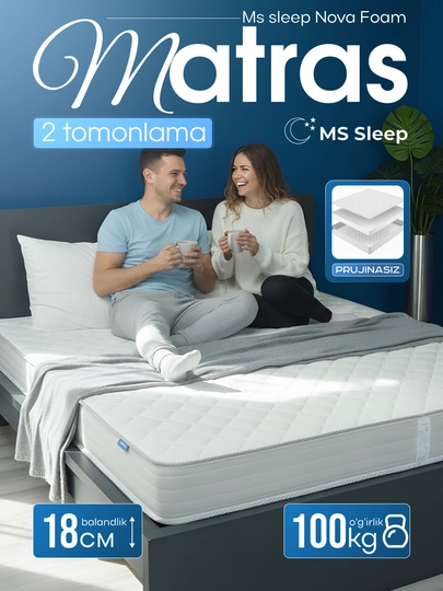 MS Sleep Nova Foam – ортопедический матрас без пружин, высота 18 см — MSSLEEP-MSSLEEPMATRASPRUJINASZFOAM-БЕЛЫЙ-180x210