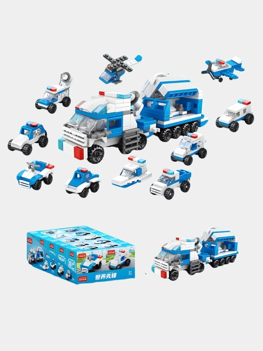 3D dizaynerlar Lego 48v1 bilan mos keladi, politsiya, kema, qal’a, avtobus, vertolyot, mashina