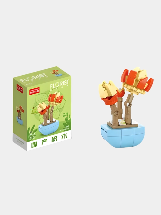Konstruktor Lego gullar 3D Mini bloklardan, o‘simlik konstruktori