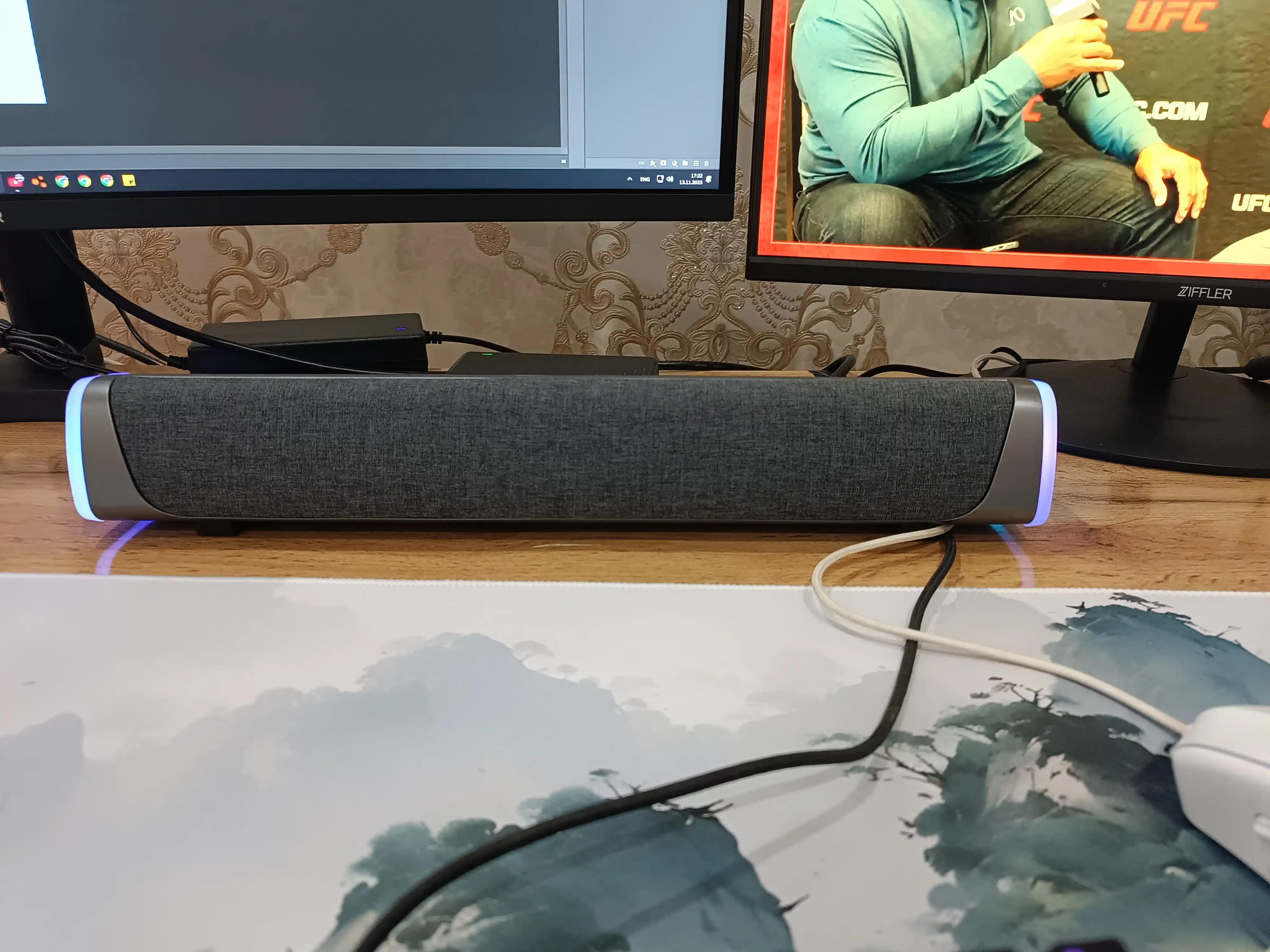 Simli kolonka kompyuter va telefon uchun, RGB yoritgichli soundbar