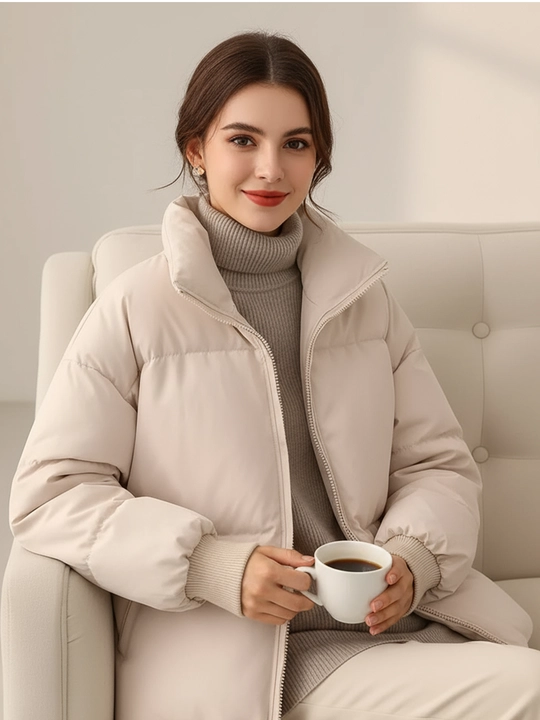 Ayollar kurtkasi, qishki, issiq, katta o‘lchamli, koreys uslubida, kuz va qish uchun