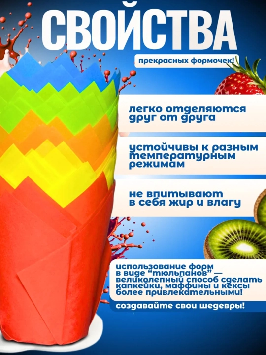 Бумажные формы "Тюльпан", для выпечки, кексов, маффинов