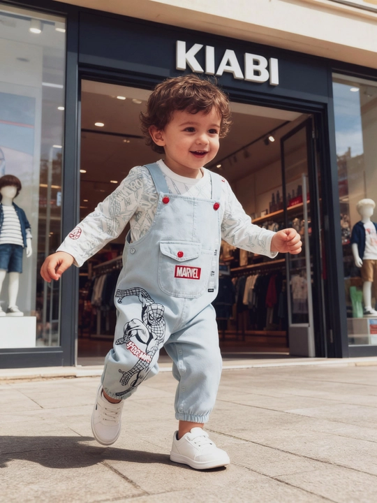 Kiabi  kombinezonli to‘plam – chiziqli longsliv va yashil kombinezon, malomerka - 