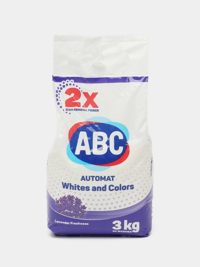 ABC стиральный порошок автомат, 3 кг, универсальный — UYBARAK-ABCПОРОШОК3-ФИОЛЕТ