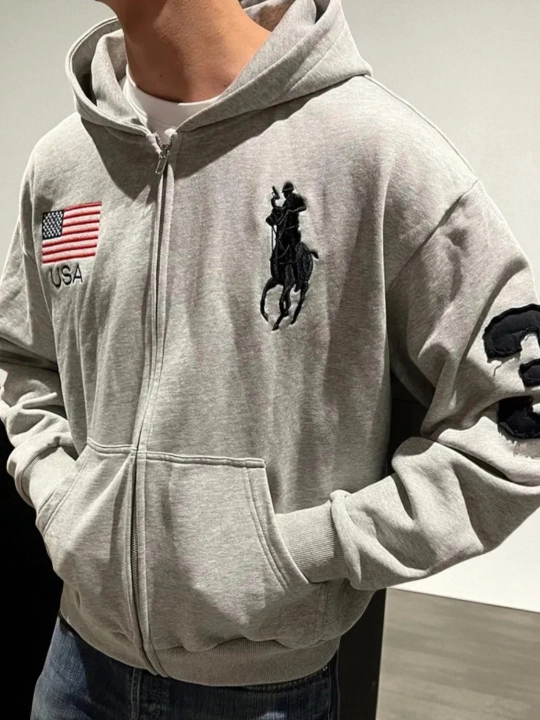 Erkaklar,ayollar uchun tolstovka: xudi kapyushonli,Polo Ralph Lauren  zip kurtka  uslubida