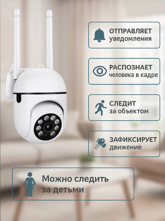 Wi-Fi камера видеонаблюдения с ночным видением, поворотом 360, датчиком движения