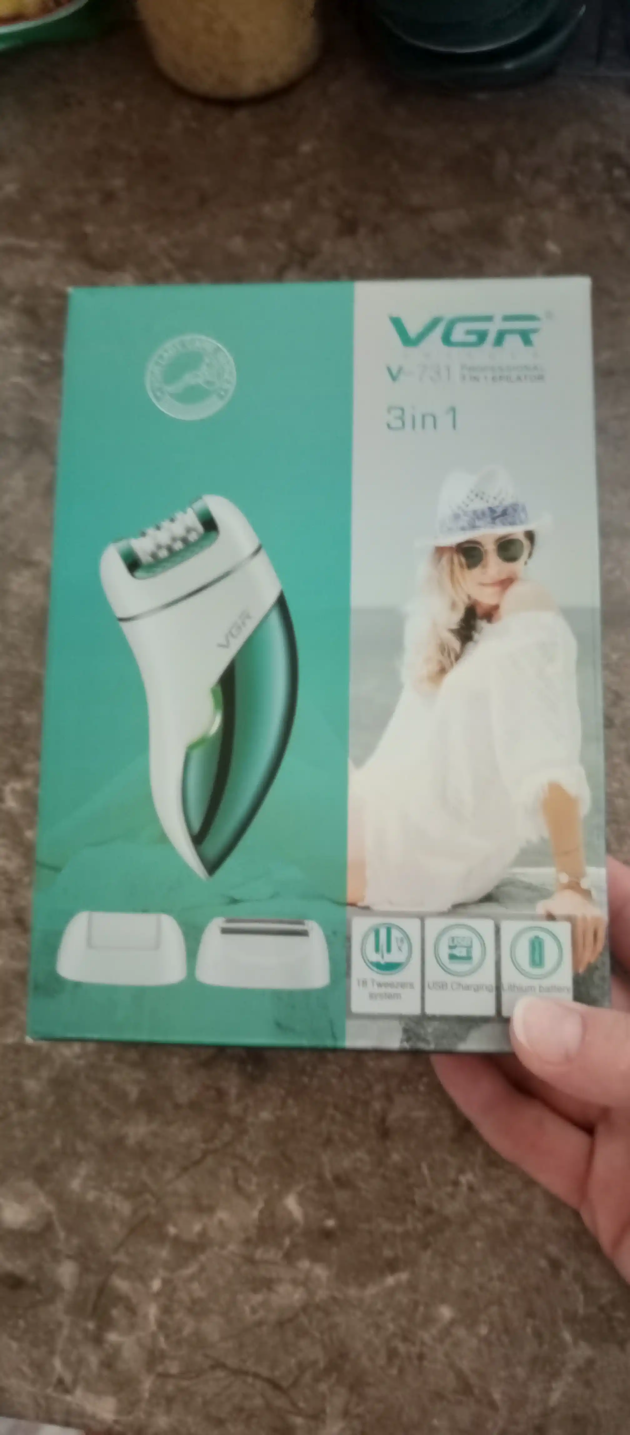 Professional epilyator modeli VGR V-728 simsiz, ayollar tanasi uchun