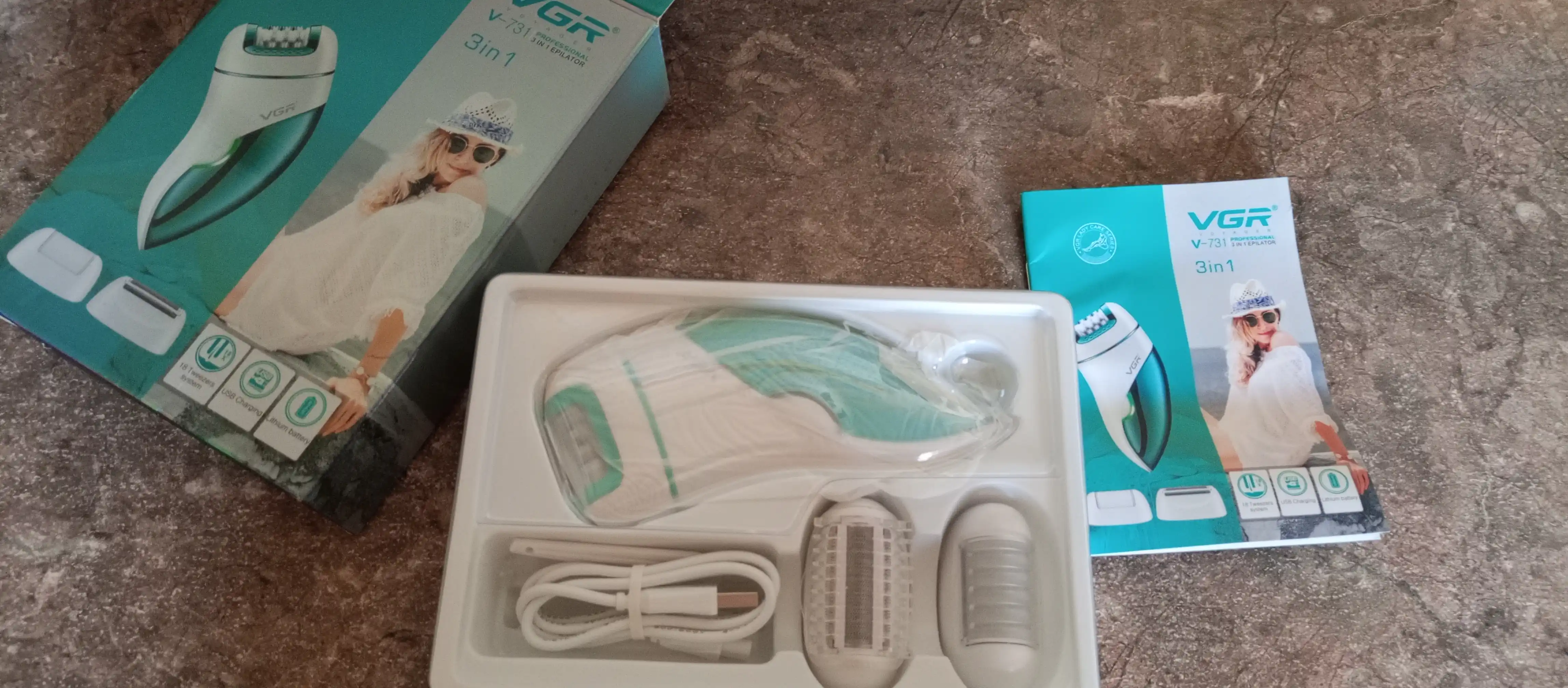 Professional epilyator modeli VGR V-728 simsiz, ayollar tanasi uchun