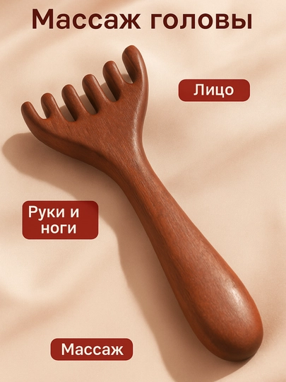 Массажная расческа с шестью зубцами для головы и шеи, PP пластик — RASH1-RASCHOS