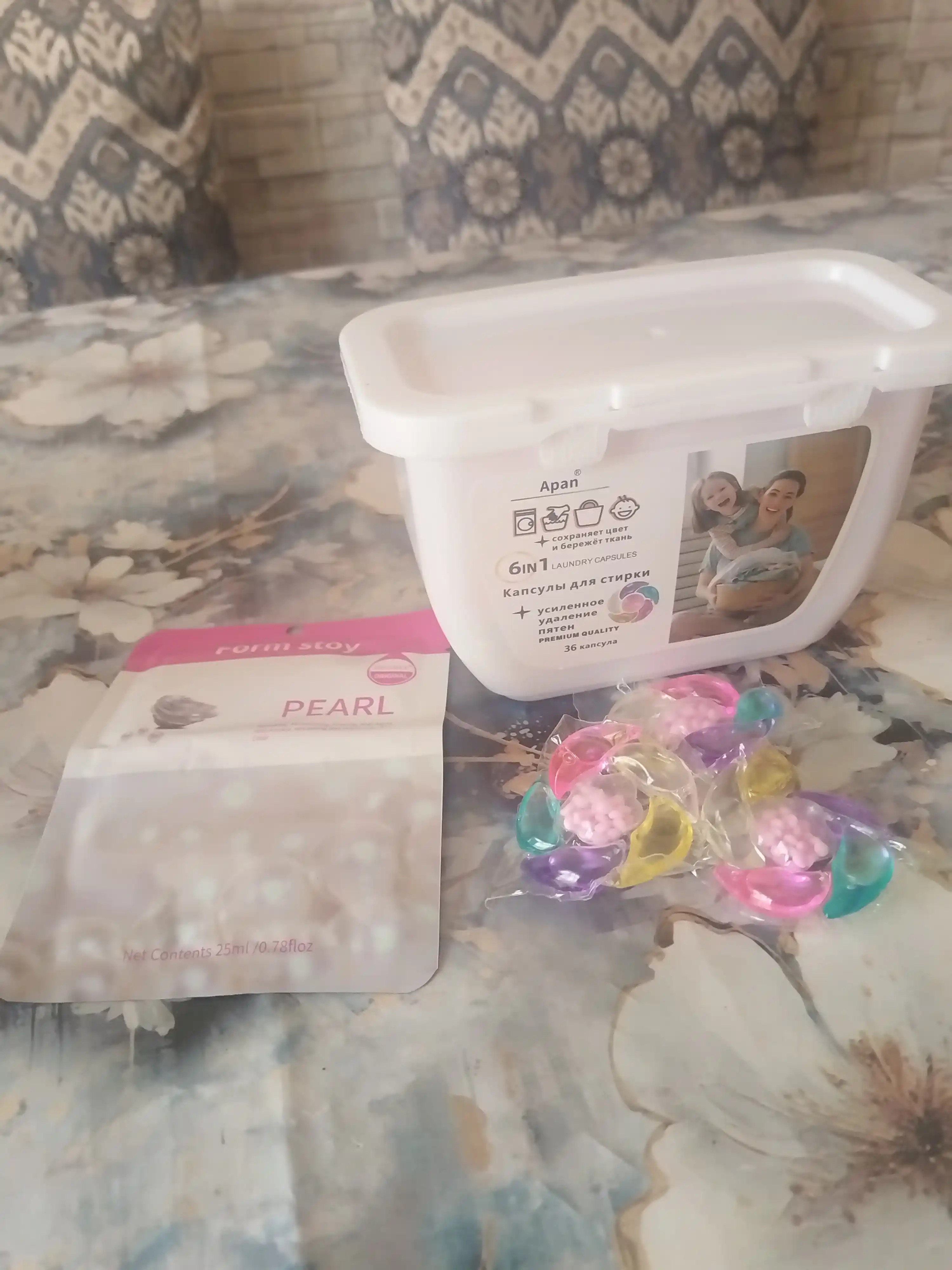 6 dan 1 gacha kapsulalar kir yuvish uchun, xushbo'y hidli, universal 36 dona