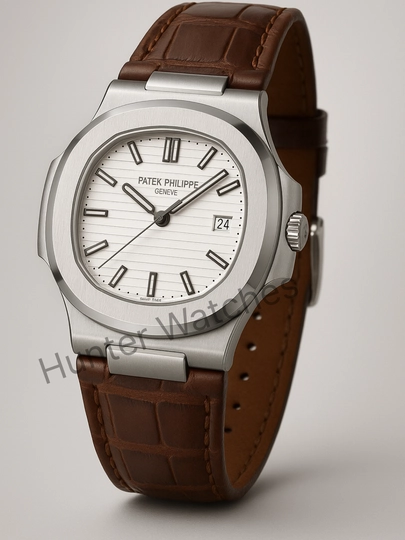 Мужские наручные часы Patek Philippe Nautilus — дизайн, подходящий любому стилю — WATCH11-45W0158-КОРИЧН