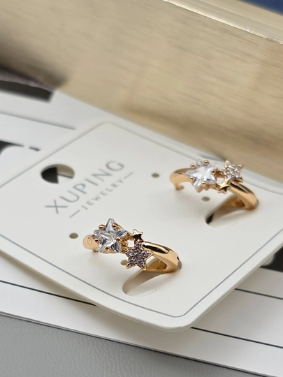 Женские серьги золотого цвета, бренд Xuping — LESHOES-XUP001-РОЗОВ