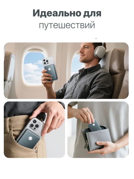 Повербанк ST-01 10000 mAh с быстрой зарядкой на магните, powerbank magsafe для iPhone