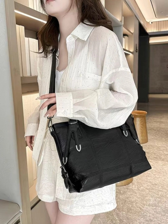 Ayollar sumkasi yelkama, shopper, keng, yumshoq, sig'imli, kundalik, A4 sumka, ekocharm