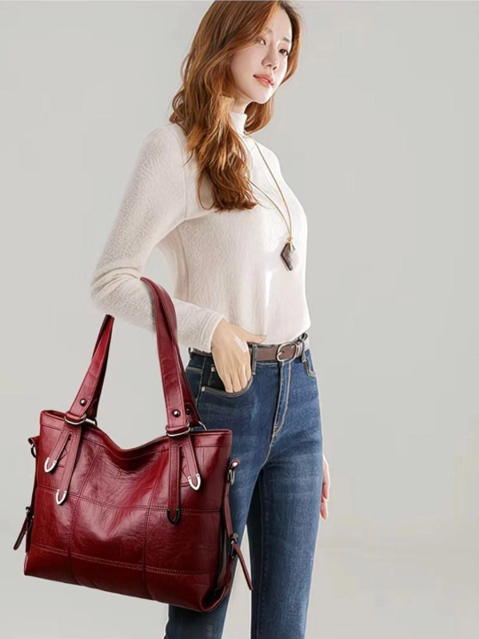 Ayollar sumkasi yelkama, shopper, keng, yumshoq, sig'imli, kundalik, A4 sumka, ekocharm