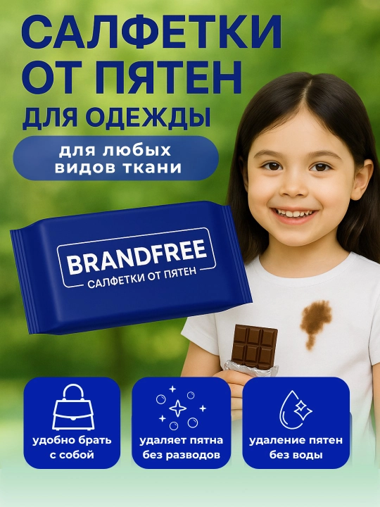 Dog‘larni olib tashlash uchun nam salfetkalar BRANDFREE, 1 qadoq - 