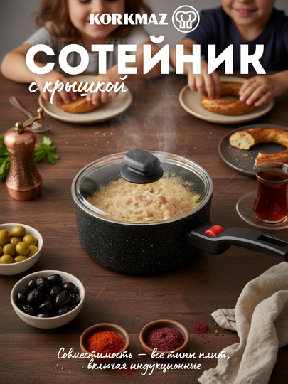 Сотейник с крышкой KORKMAZ ORNELLA PRATIK 2,5 л 20×10,5 см - 