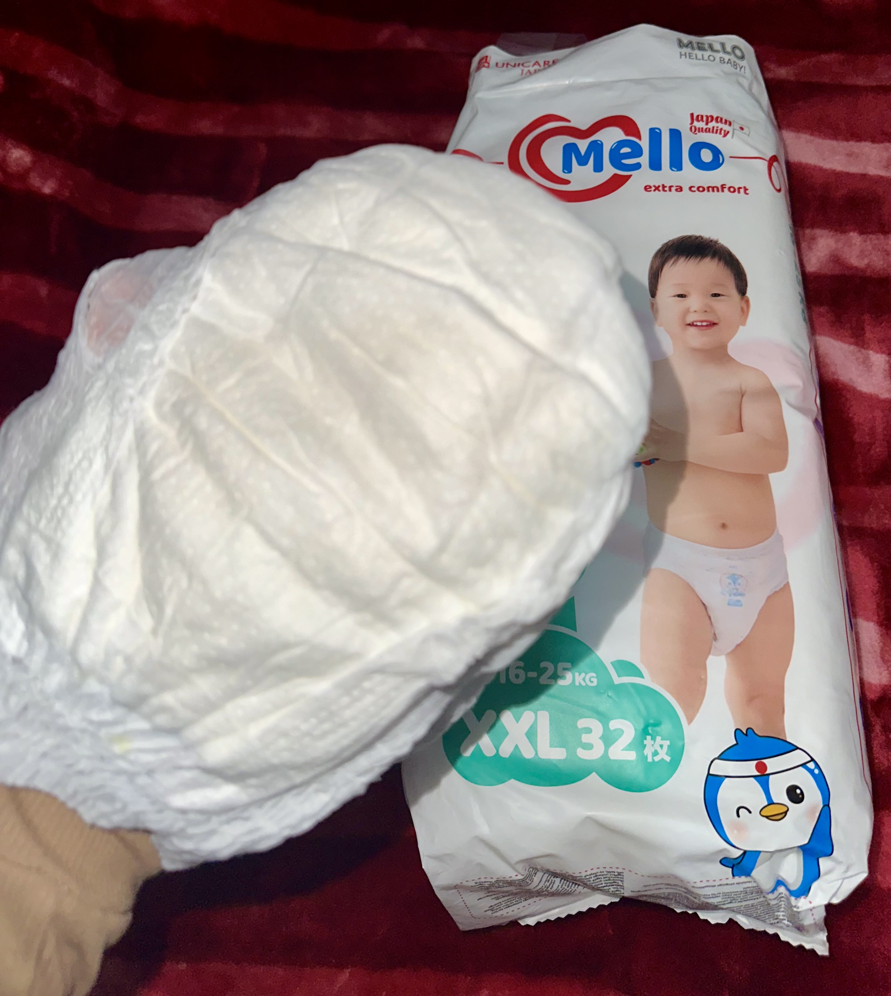 Yangi tug'ilgan chaqaloqlar uchun trusik-tagliklar MELLO, XXL 16-25 kg, 32 dona