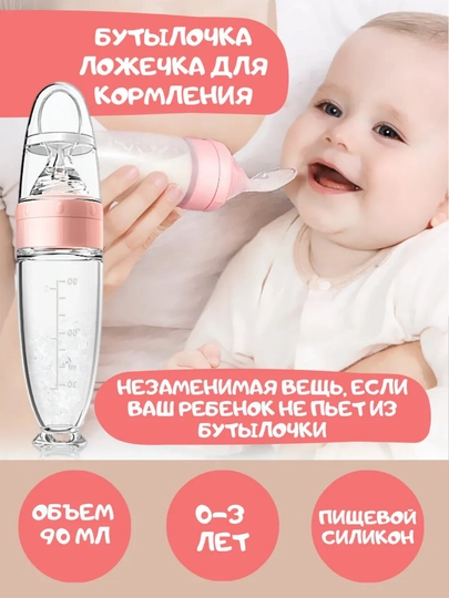 Детская бутылочка с ложкой для кормления, ложка-дозатор для прикорма - 