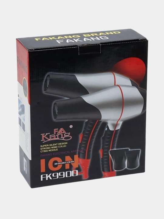 Фен FAKANG FK9900 – мощный, тихий, с ионизацией, с двумя насадками, прочный