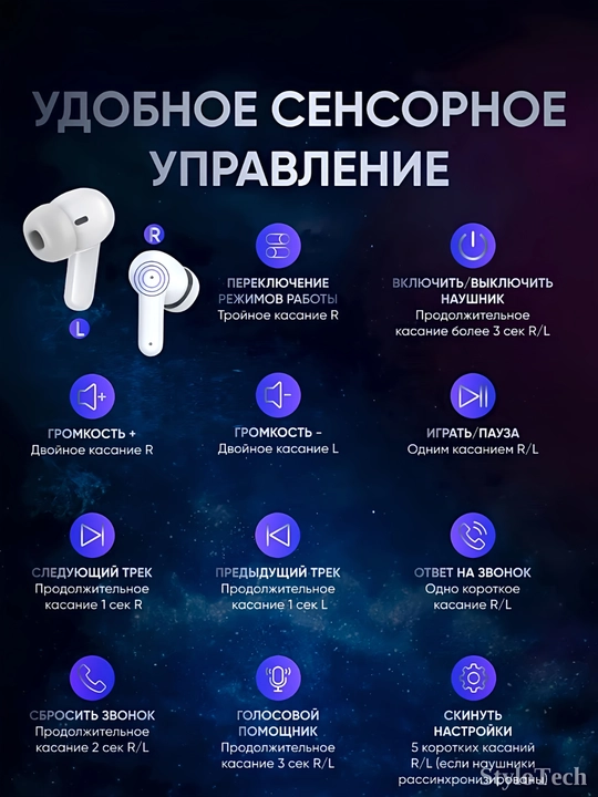 Simsiz quloqchinlar mikrofon bilan, naushnik sensorli shovqinni bekor qiluvchi, Bluetooth