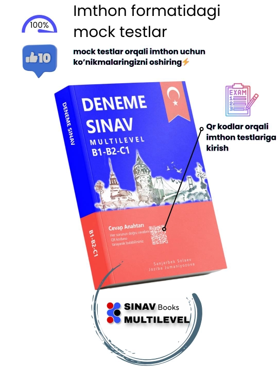 CEFR B1, B2, C1 uchun turk tilidagi Sinav Multilevel, Dinleme, Okuma, Yazma, Konusma kitob - 