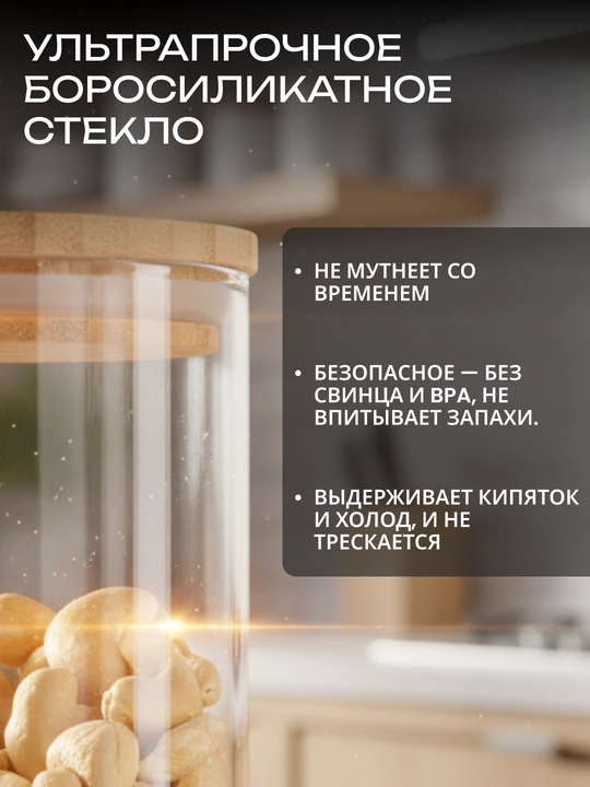 Контейнеры Ardesto для сыпучих продуктов, банка стекло квадрат и круглая, 1 штука