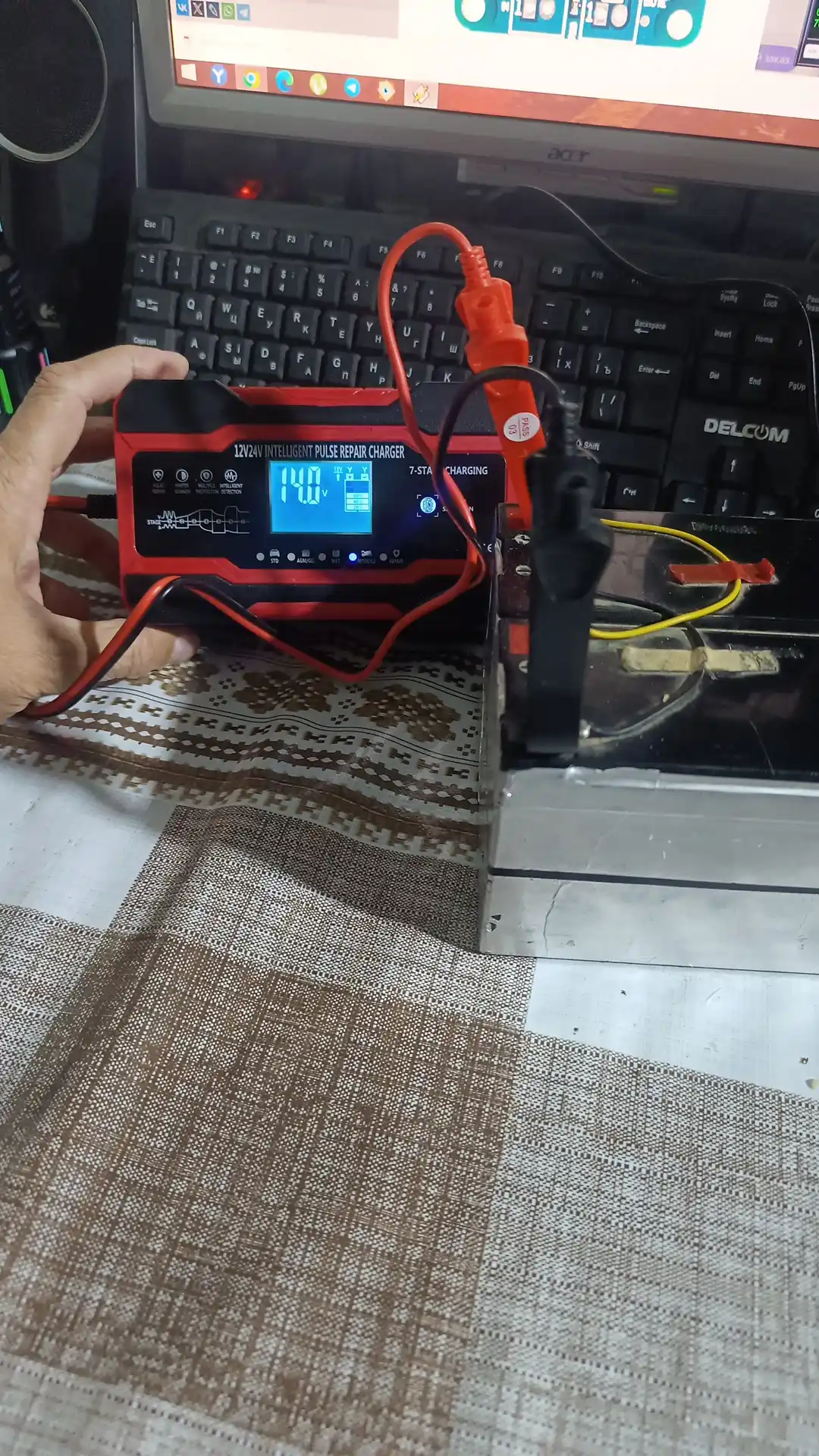 Batareya uchun avtomatik zaryadlovchi, avtomobil 12V, 24V, 6A, 8A, 10A