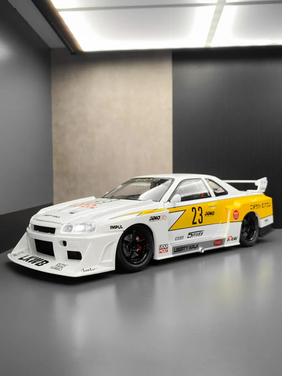Ниссан SKYLINE 1/24 GTR-34 металлическая машина — TOYMJT-SKYLINE1I24R35-МОЛОЧ