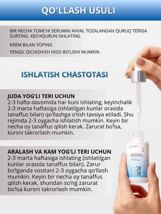 ICON SKIN yuz serumi — namlash, tiklash, taranglik va lifting, 30 ml
