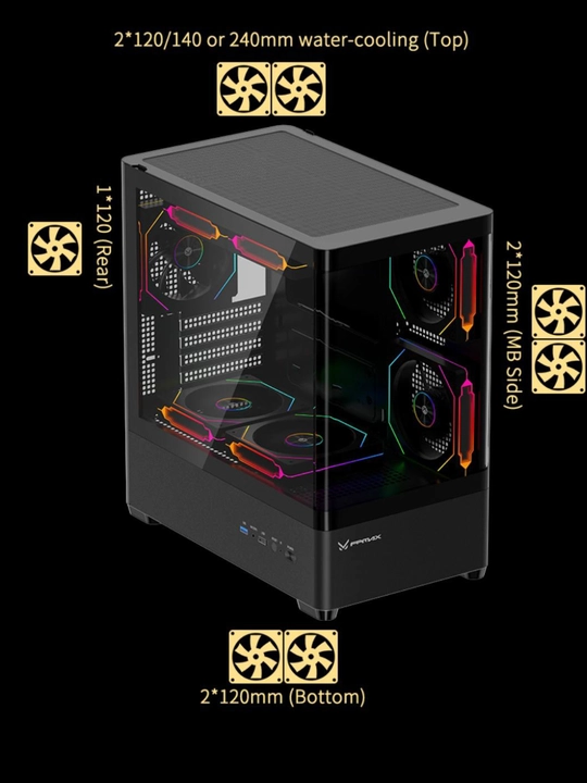 Diamond R4M Nova Корпус ПК, M-ATX, Mini-ITX, ARGB Вентиляторы, Игровой Кейс