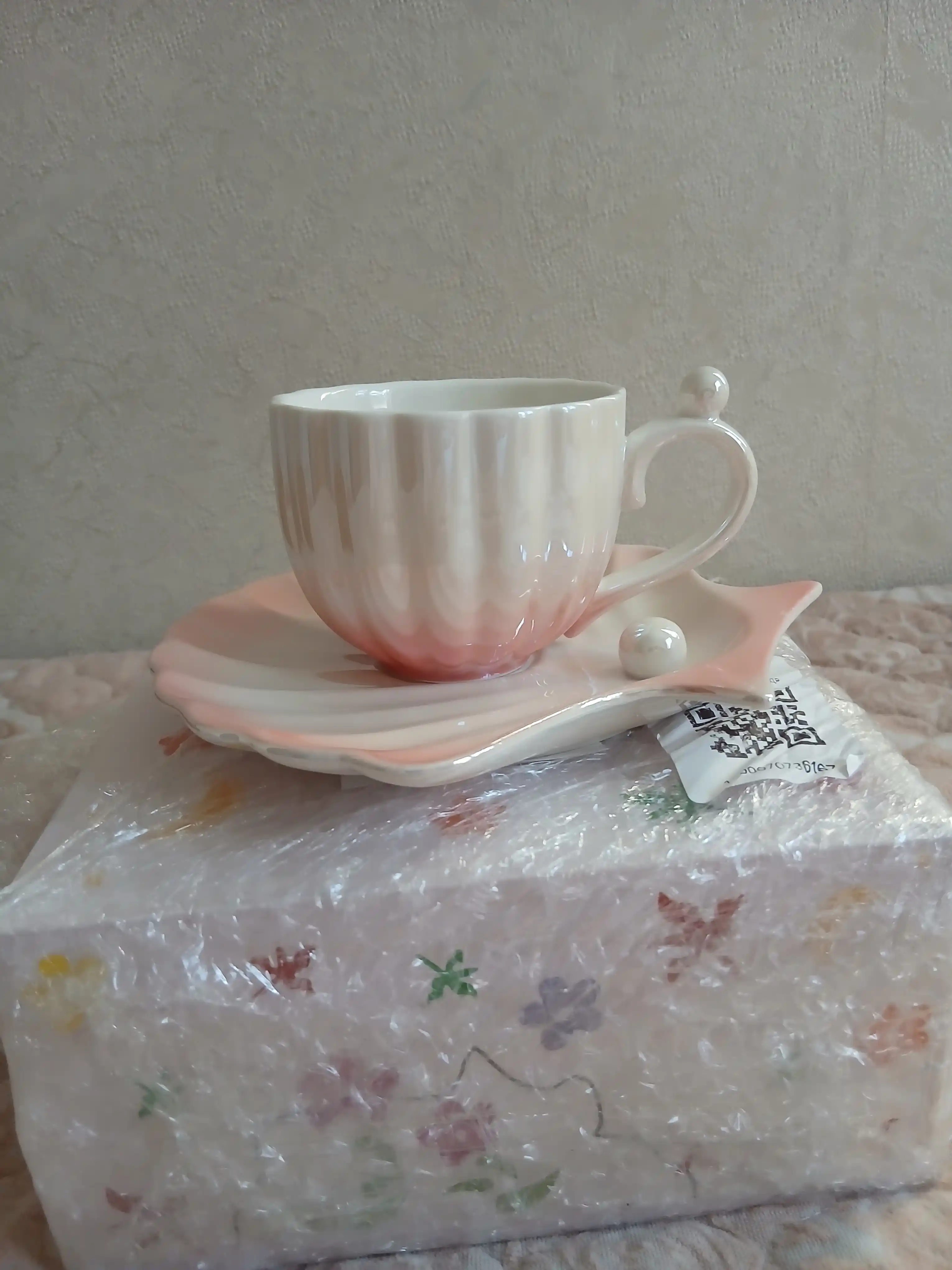 Choy jufti, 280 ml, keramika krujka likopcha bilan choy, qahva, kapuchino va latte uchun