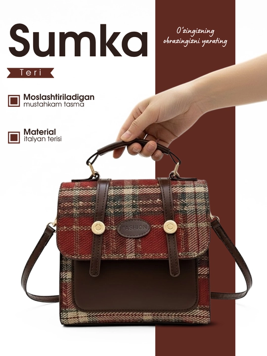 Ayollar klassik charm sumkasi, katakli - 